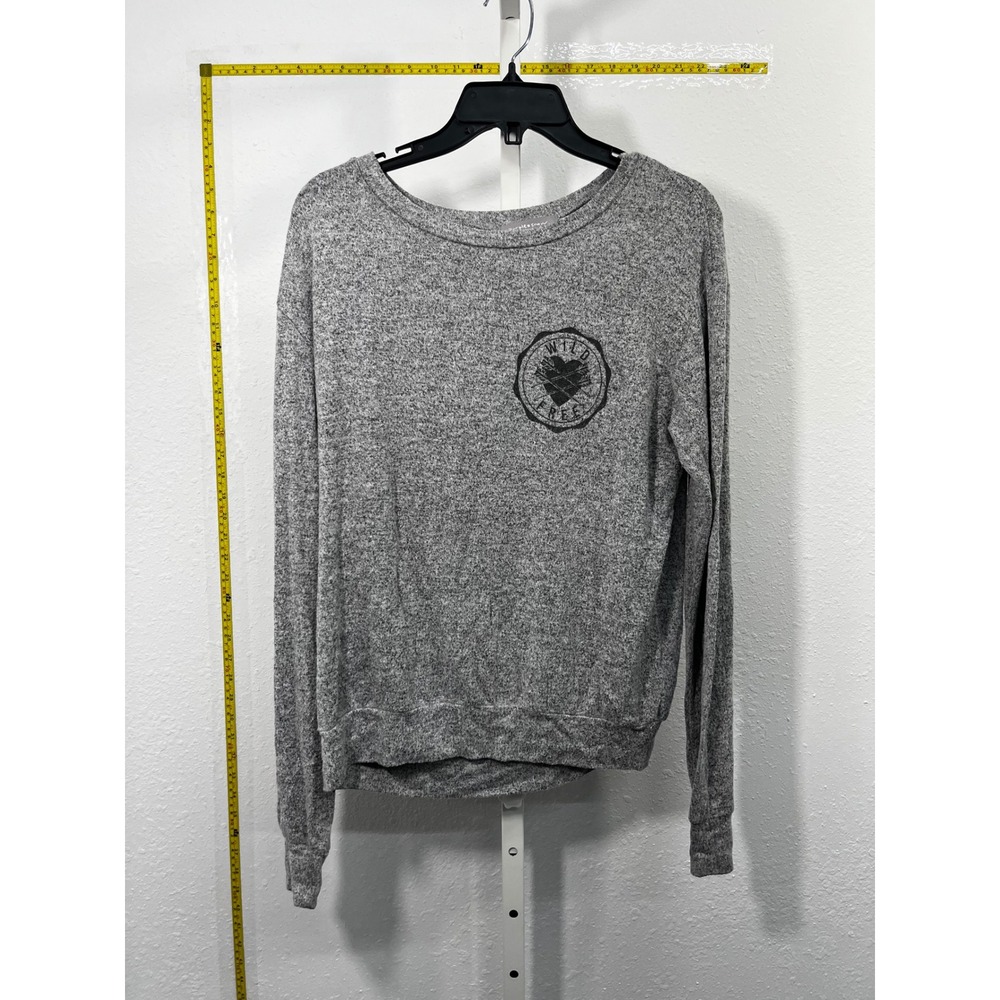 Purple Snow Wild Free Graphic Pullover Top Gray Heather‎ Long Sleeve Large